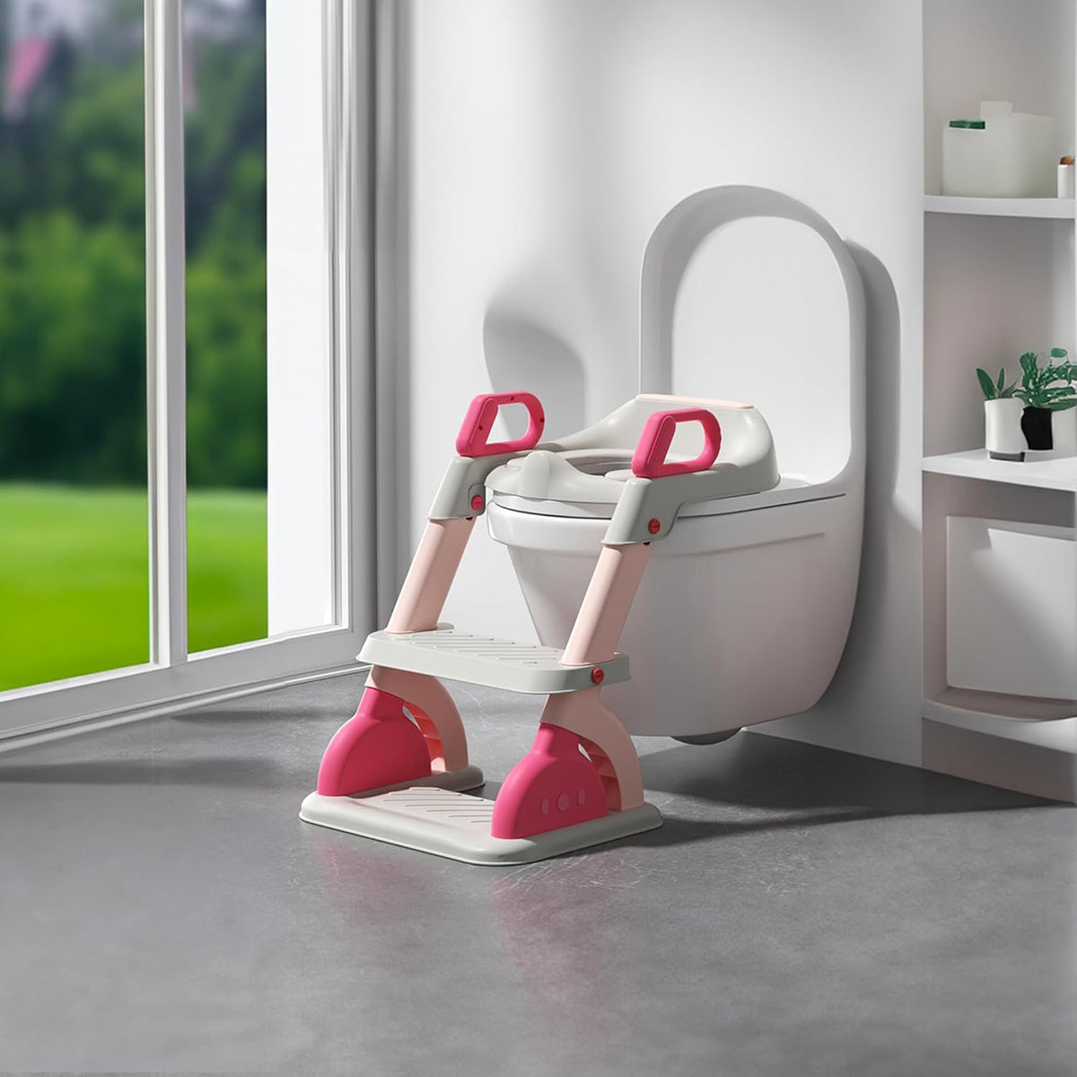 Potty Training Seat with Step Stool Ladder,Potty Training Toilet for Kids Boys Girls,Toddlers-Comfortable Safe Potty Seat with Anti-Slip Pads Ladder