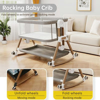 Baby Bassinet Bedside Sleeper with Mattress, 6-Level Height Adjustable Co-Sleeper, Convertible Baby Crib with Breathable Mesh, 360° Wheels & Storage Basket