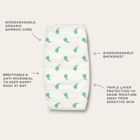 Tooshies Nappies Size 1 Newborn 3-5kg Made with Organic Bamboo 12 hrs leak free Unisex Pear Print 2 pack of 52