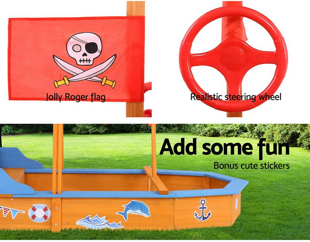 Keezi Kids Sandpit, Wooden Water Table Sand Pit Play Toys Sandcastle Garden Patio