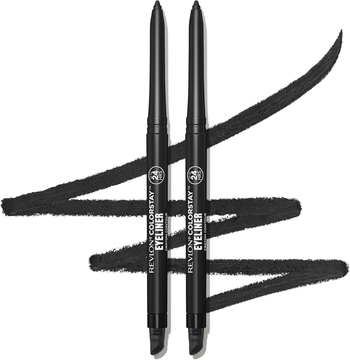 Revlon Pencil Eyeliner, ColorStay Eye Makeup with Built-in Sharpener, Waterproof, Smudge-proof, Longwearing with Ultra-Fine Tip, 201 Black, 2 Pack