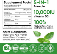 Venture Pal 5-in-1 Vitamin D3 10000 IU & K2 as MK-7 200mcg with Magnesium, MCT Oil, Zinc, Sugar-Free Vitamin D Liquid |Maximum Absorption for Bone, Mood & Immune Health - 2 FL OZ, 60 Days