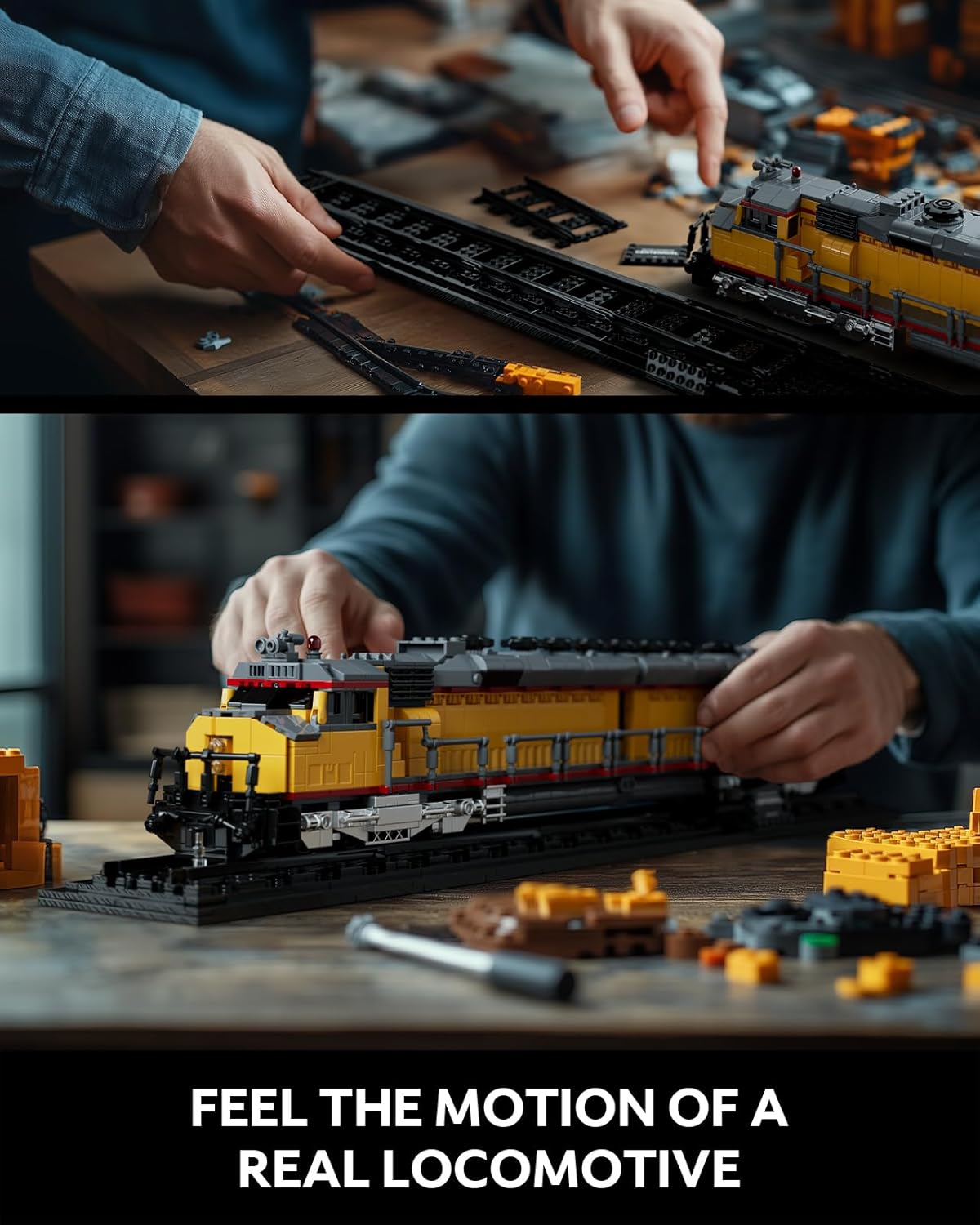 Nifeliz DDA40X Diesel Locomotive Building Set with Base (1603 PCS, NF10296)
