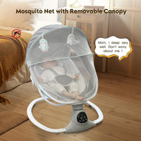 Electric Baby Swing for Infants to Toddler, Portable Swing Baby Rocker with 5 Point Harness, Grey