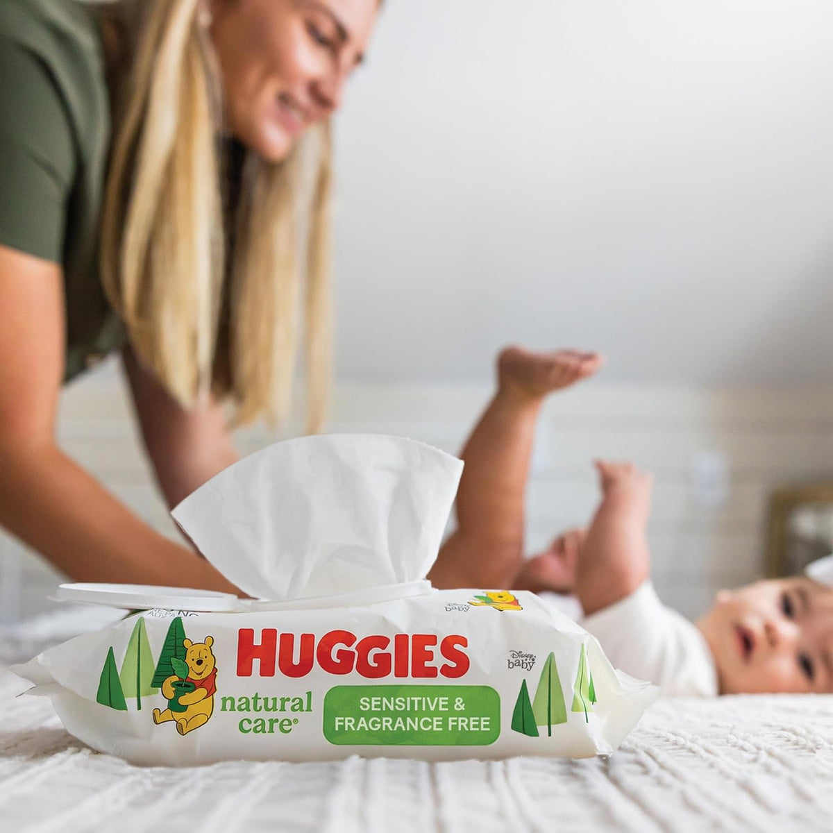 HUGGIES Natural Care Unscented Baby Wipes, Sensitive, 3 Refill Packs (528 Total Wipes)