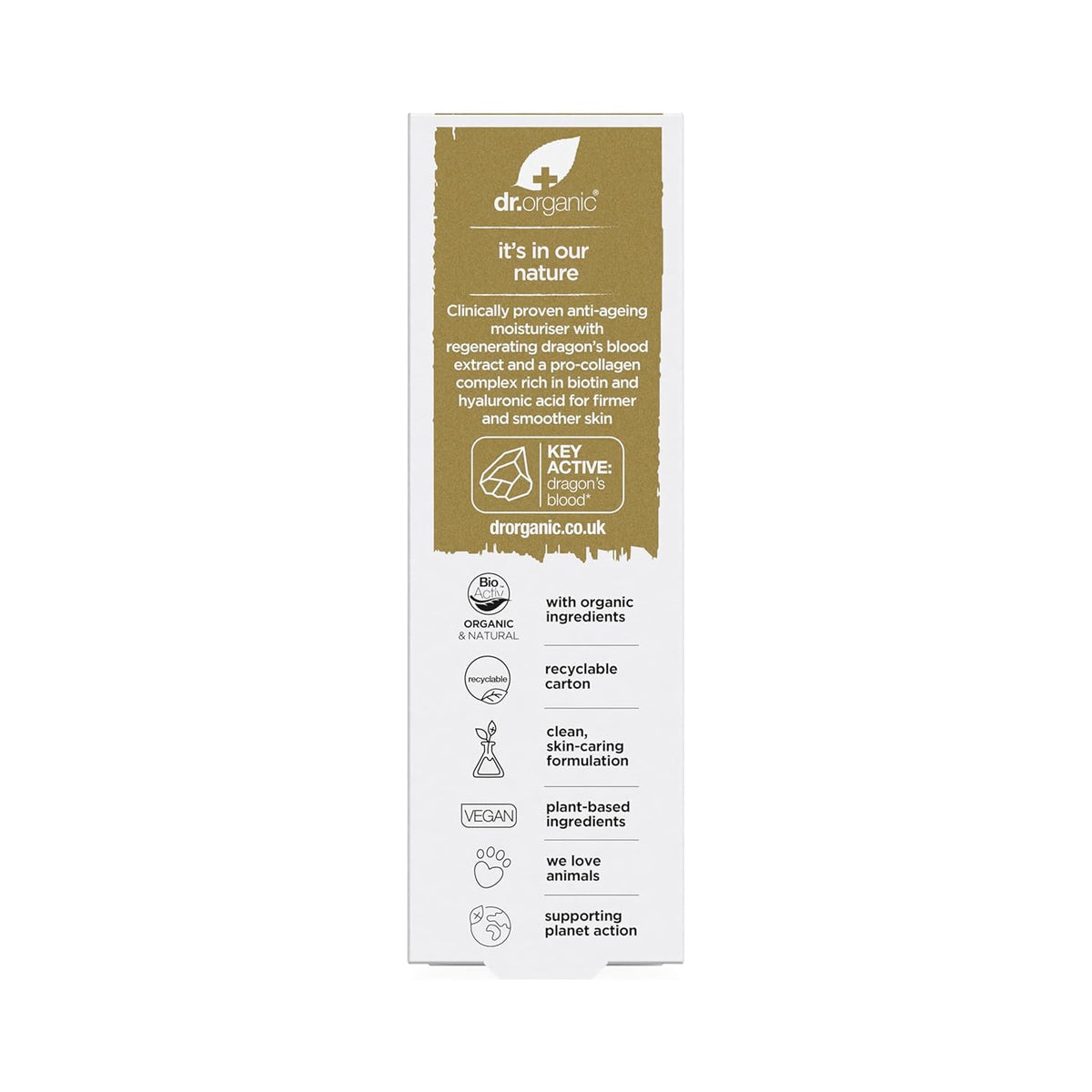 Dr. Organic Pro Collagen Plus + Anti-Ageing Moisturiser with Dragon’s Blood | Reduces Wrinkles, (Dry & Sensitive Skin) Natural, Certified Organic, Paraben & SLS-Free, 50 mL / 1.7 fl oz