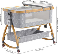 Baby Cradle Bed, Baby Bassinet with Mattress and Mosquito net, Portable 3 in 1 Baby Bed (Doodle)