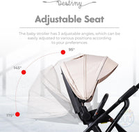 Destiny Black Convertible 2in1 Aluminium Alloy Pram Stroller Bassinet, Stroller Bag, Inner Cushion Included