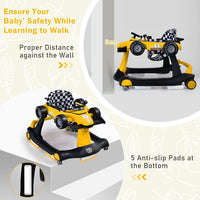BABY JOY 4-in-1 Baby Walker, Foldable Activity Car Baby Walker w/3 Adjustable Height(Yellow)