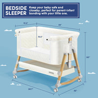 Cuddly Bassinet, 3 in 1 Baby Bassinet with Wheels, 5 Height Adjustable, Includes Mosquito Net, Mattress, Anchor Strap (White)
