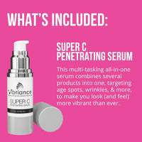 Vibriance Premium Skincare Bundle | Super C All-in-One Serum, Sheer Zinc Sunscreen SPF 50, Age Defying Body Creme