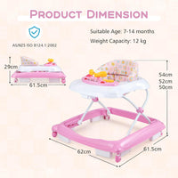 BABY JOY Foldable Baby Walker, Toddler Activity Center Push Walker with 3 Adjustable Heights(Pink)