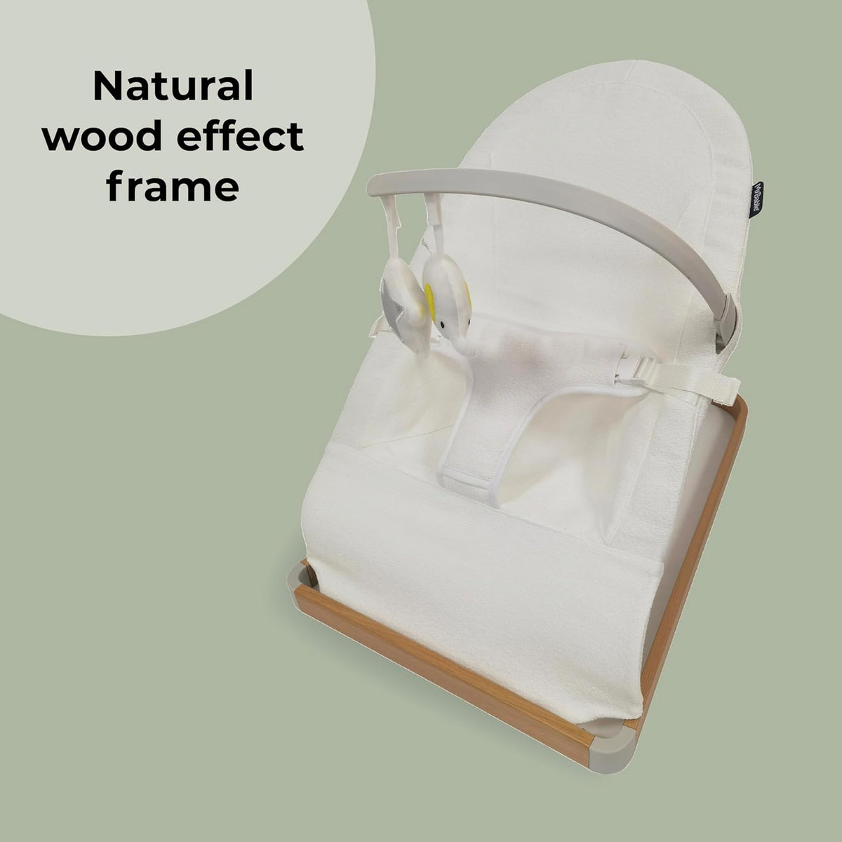 My Babiie Baby Bouncer with Toy Bar – Newborn Ergonomic Bouncer Chair, from Birth to 9 Months (9kg) - Cream