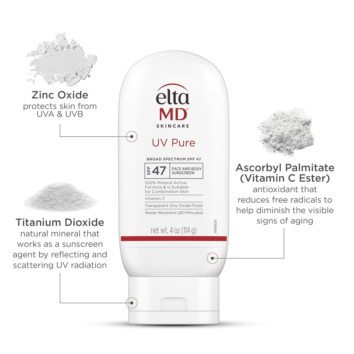 EltaMD UV Pure Face and Body Sunscreen, SPF 47 Mineral Sunscreen for Kids and Adults, Water Resistant Up to 80 Minutes, Oil Free Zinc Oxide Formula