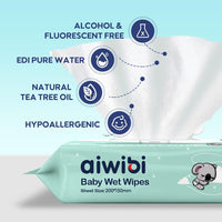 Baby Wipes Sensitive Skin Wet Wipes, 99% Purified Water, Aloe, Natural Tea Tree Oil (960 Count))