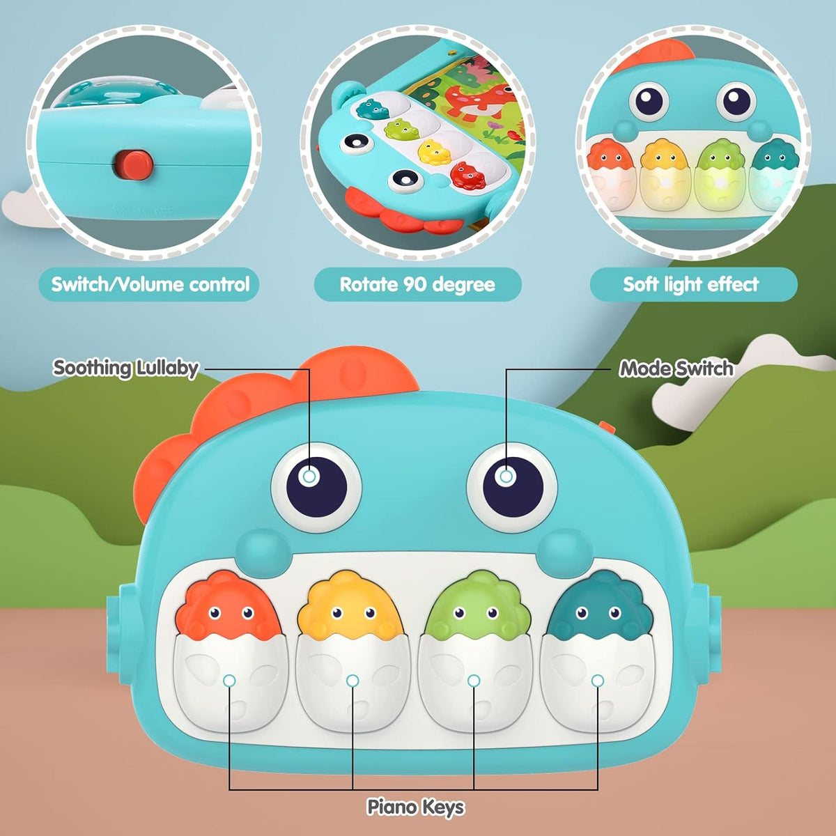 Tummy Time Baby Gym Play Mats,Kick & Play Piano Gym for Infants