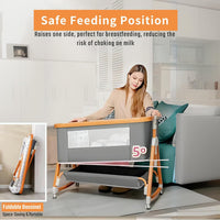 4 in 1 Baby Bassinet, Rocking Baby Cradle with Wheels | 6-Level Adjustable Height Bedside Sleeper |