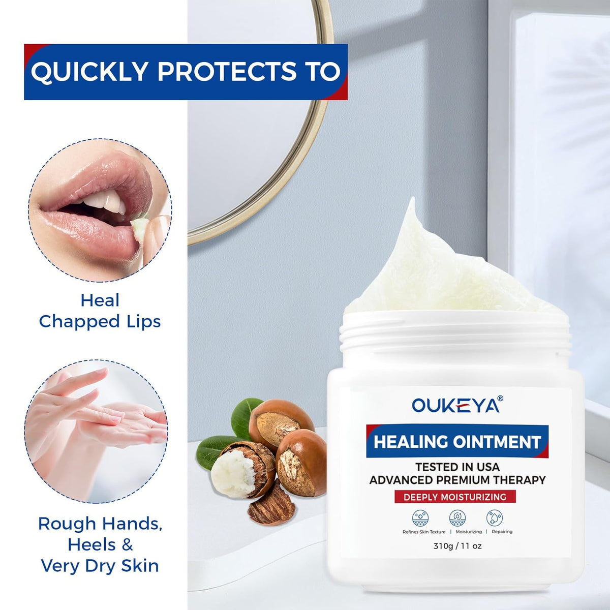 Healing Ointment, Advanced Therapy Skin Protectant,Soothes Cracked Hands and Chapped Lips