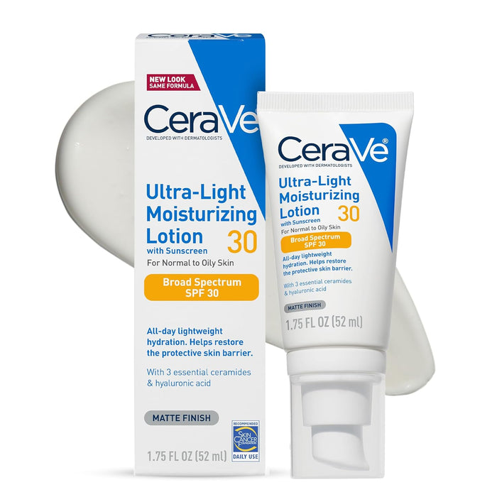 CeraVe Ultra-Light Moisturizing Lotion With SPF 30, Daily Face Moisturizer with SPF