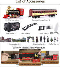 Classic Electric Model Train Set with Headlight Smoke Realistic Sounds Toy Train