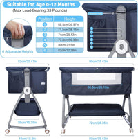 3 in 1 Baby Bassinet, Bassinet Bedside Sleeper for Baby(Blue)