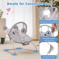 BABY JOY Portable Baby Bouncer, Infant Rocker with Removable Toys Bar, Music, Machine Washable Cover, Baby Bouncer Soothing Vibrations with 30° Spine Tilt, 3-Point Harness for 0-6 Months