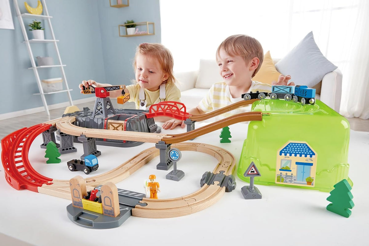 50pc Hape Wooden Railway Construction Kit Set Kids/Childrens Building Toy 3y+