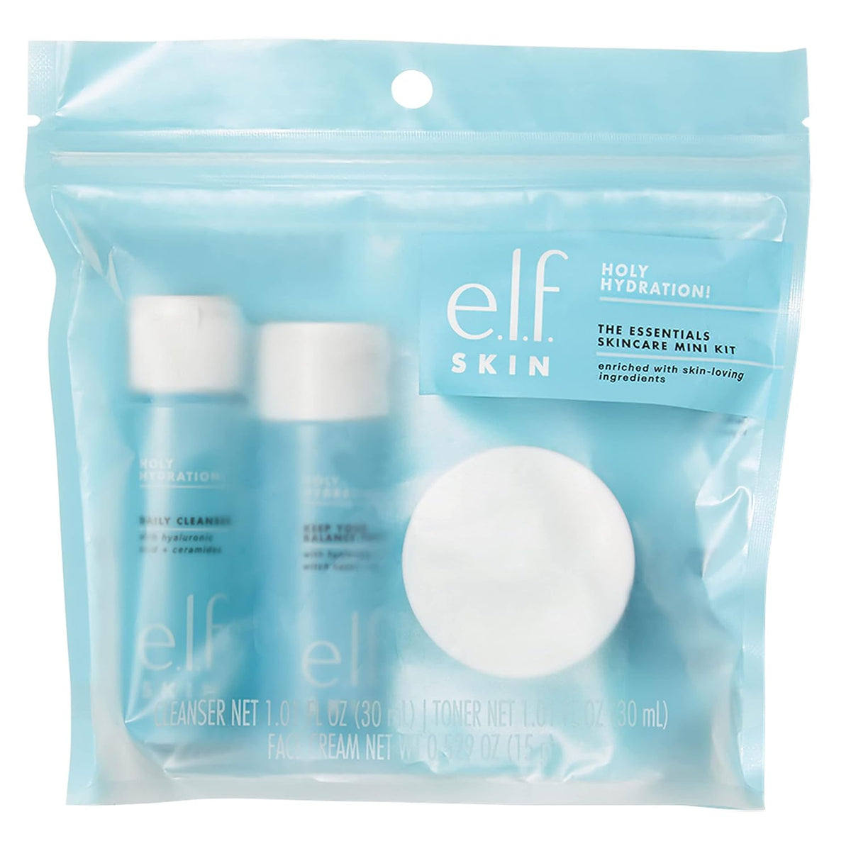 e.l.f. Skin Holy Hydration! The Essentials Mini Kit, Cleanser, Toner & Moisturizer for Hydrated