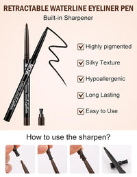 2PCS Mascara for Older Women 60 Plus and Eye Liner Pencils Makeup Set, Dark