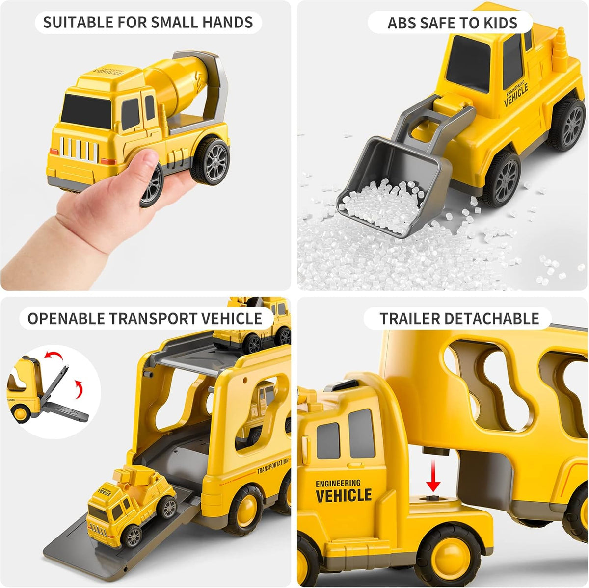 5-in-1 Construction Truck Toys for Boys and Girls Age 2 3 4 5 - Toddlers