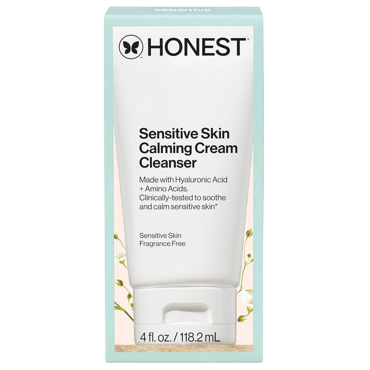 Honest Beauty Calm On Foaming Cream Cleanser for Sensitive Skin | Hyaluronic Acid + Calming Phyto-Blend | EWG Verified, Vegan + Cruelty Free | 4 fl oz