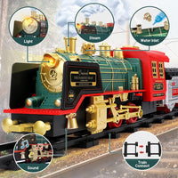 Remote Control Train Set,Sound and Lights Smoke Steam Locomotive Engine Train,Christmas Tree for 3 4 5 6 7 8+ Year