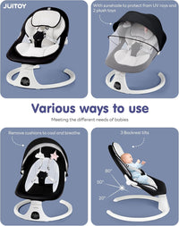 Electric Baby Swings for Infants to Toddler Baby Swing with 5-Speed 3-Seat Positions 5-Point Carabiner,with Bluetooth Music 10-Preset Melodies Removable Cushion