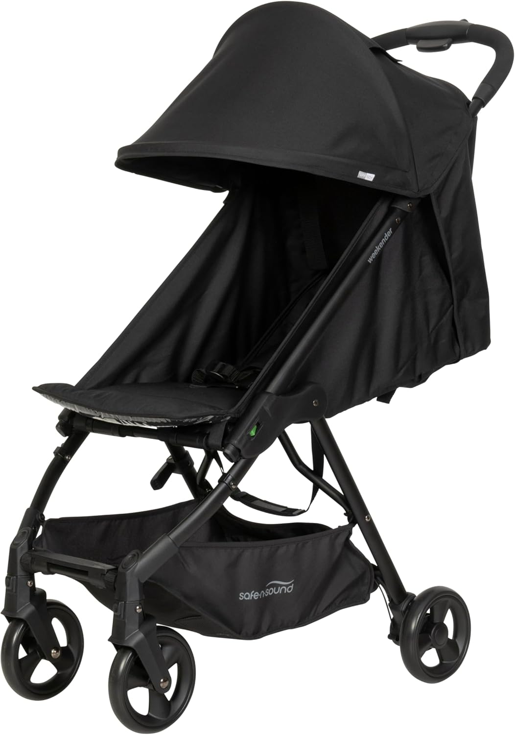 Safe-n-Sound Weekender Stroller, Compact, Lightweight Self Standing Fold with Adjustable Built in Carry Strap, 6kg Basket Capacity, Black (37015)