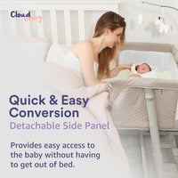 Cloud Baby Bedside Bassinet, Bed Crib for Infant and Newborn, Portable Sleeper for Co-Sleeping, Includes Hanging Figurine and Music - for Girls and Boys, Unisex