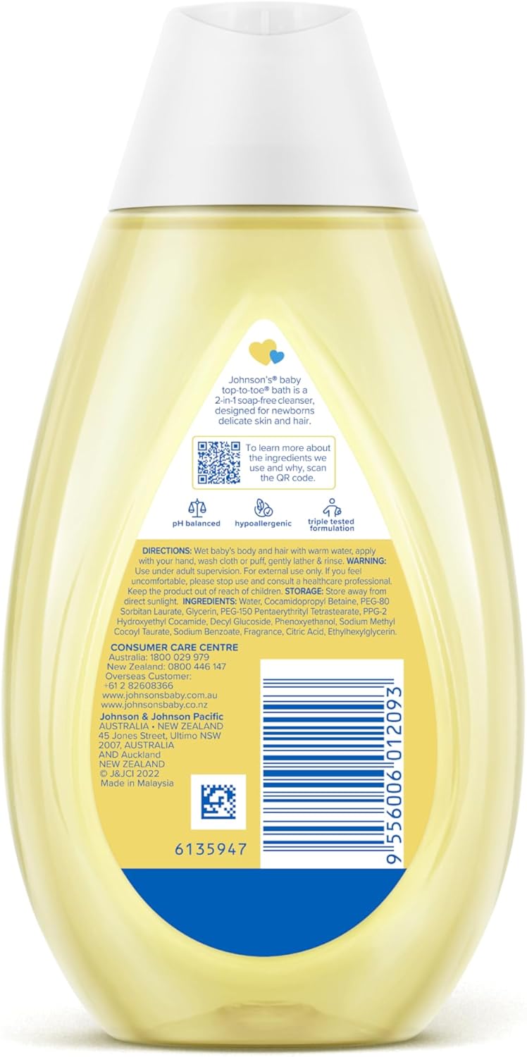 Johnson's Top-To-Toe Gentle Newborn Cleansing Tear-Free Mild Baby Bath 200mL