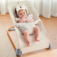 Baby Bouncer, Portable Bouncer Seat for Babies, Portable Bedside Bassinet with Wheels, 7 Height Adjustable Baby Bassinet for Infants, Beige