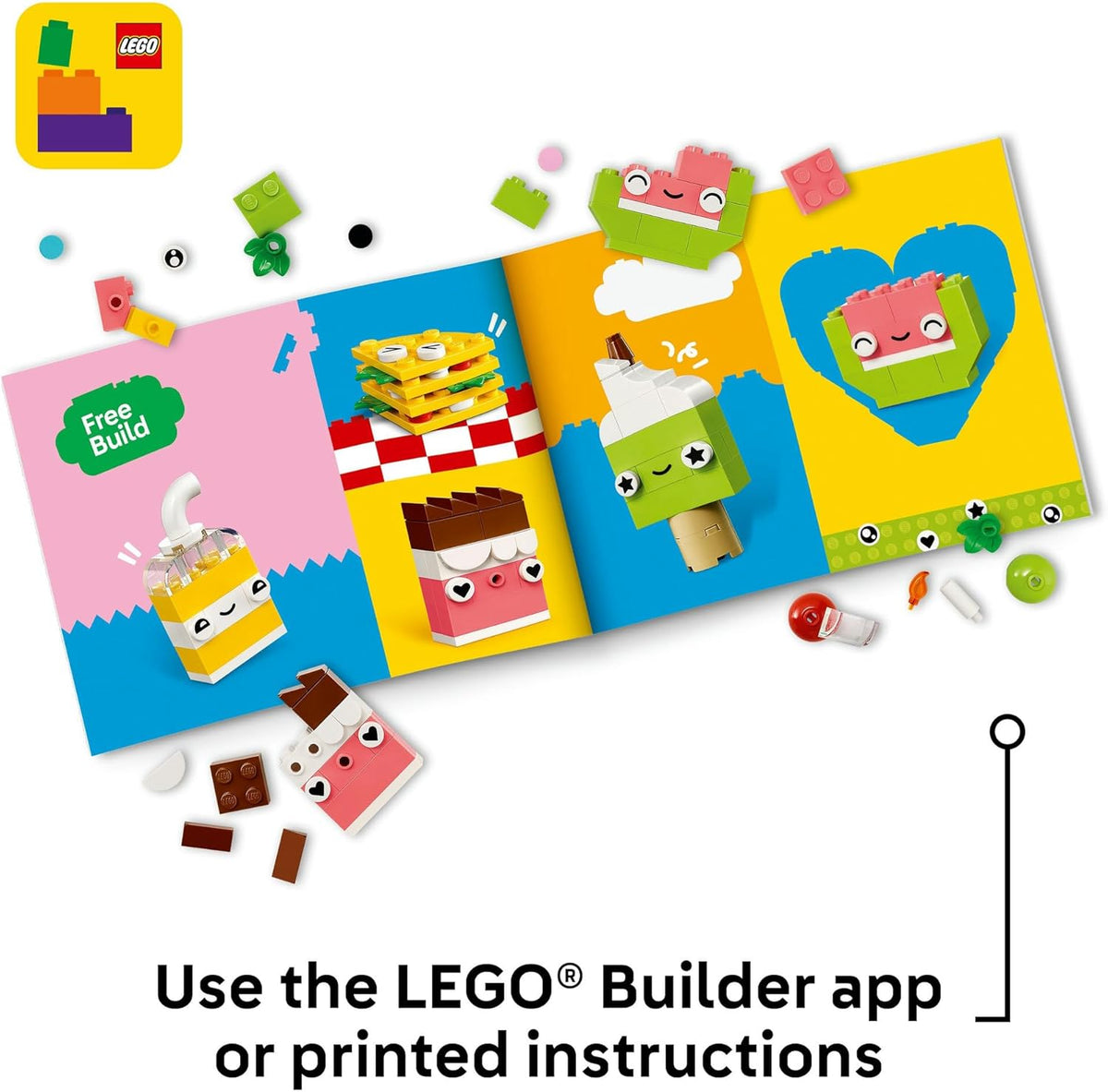 LEGO Classic Creative Food Friends Building Blocks Set, Kids Construction Toy for 4+ Year Old Boys and Girls, incl. Assorted Bricks to Build a Cupcake, Ice Cream & More, Kitchen Food Playset 11039