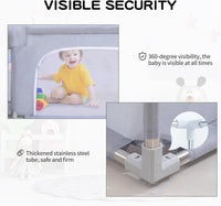 Baby Playpen, Playpens for Babies, Large Playard for Toddlers (Gray, 205 * 185cm)