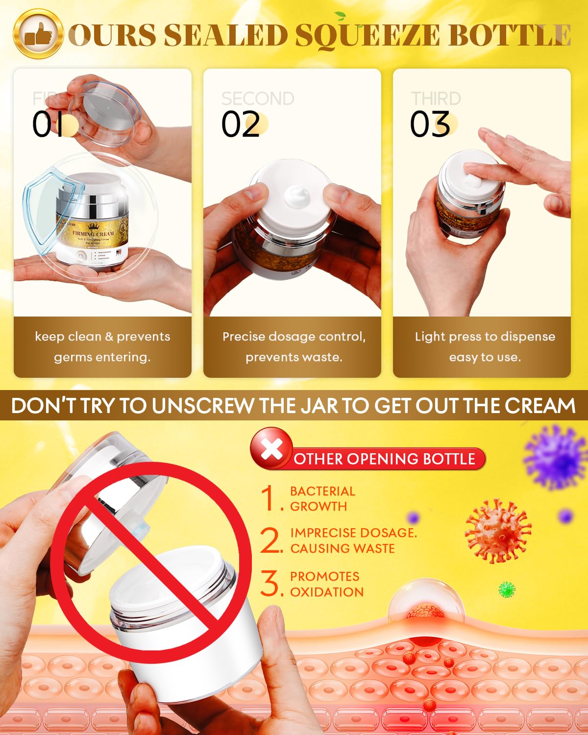3% Retinol Cream Face Moisturizer, Anti Aging Neck Firming Cream with Collagen