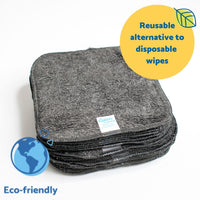 Cheeky Wipes - 25 Washable Bamboo Terry Cloth Wipes, 15x15cm Reusable Grey Pack, Perfect for Baby's Hands and Face, Absorbent, Super Soft and Naturally Anti-Bacterial | Eco Friendly