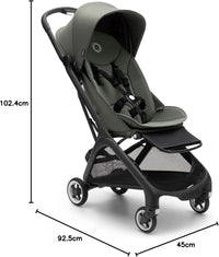Bugaboo Butterfly Ultra Compact Travel Stroller, Small & Lightweight, Easy 1-Second Fold, Ergonomic and Extra Spacious City Pushchair from Baby to Toddler, Comfortable Steering, Forest Green