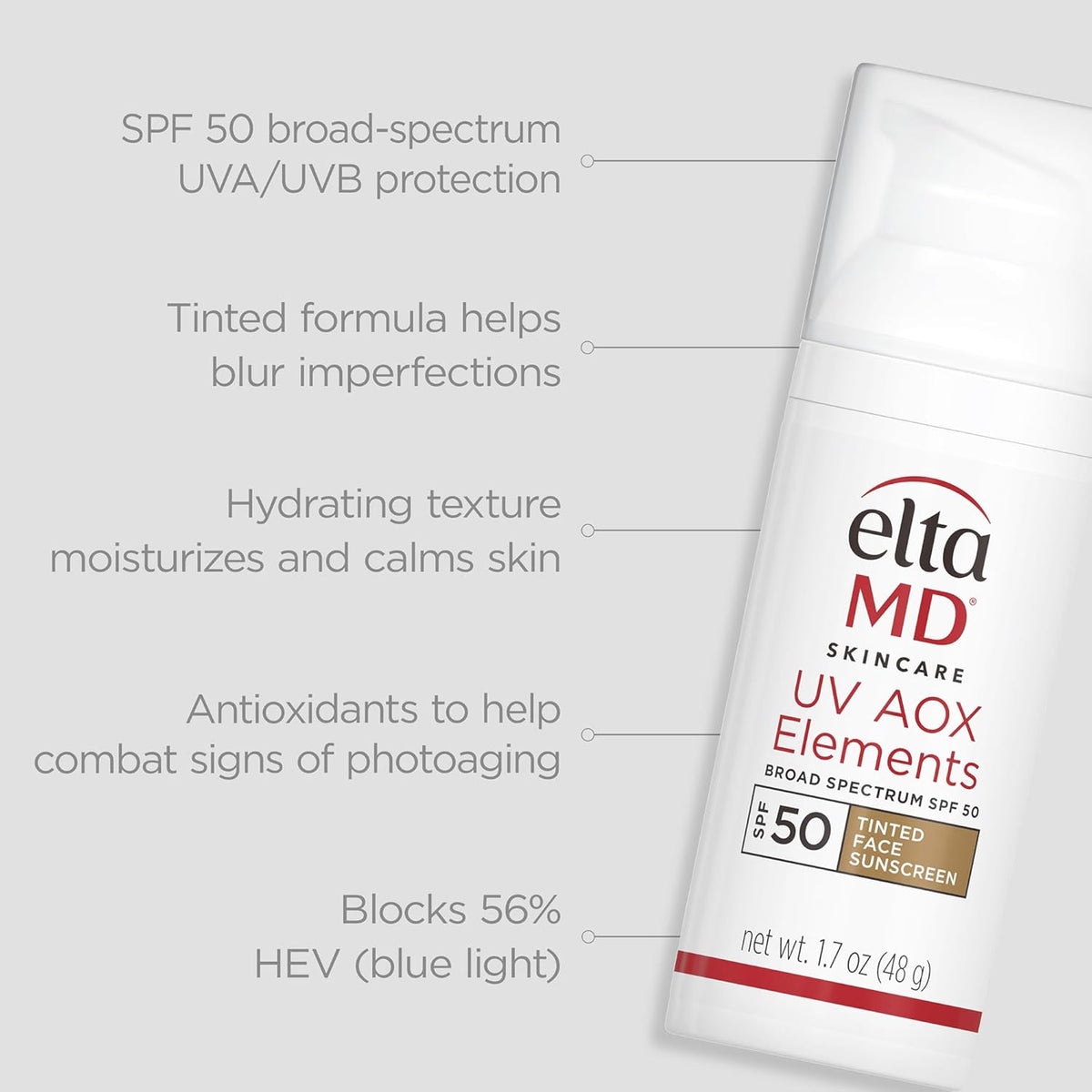 EltaMD UV Sheer Face Sunscreen, SPF 50+ No White Cast Sunscreen for Face and Body