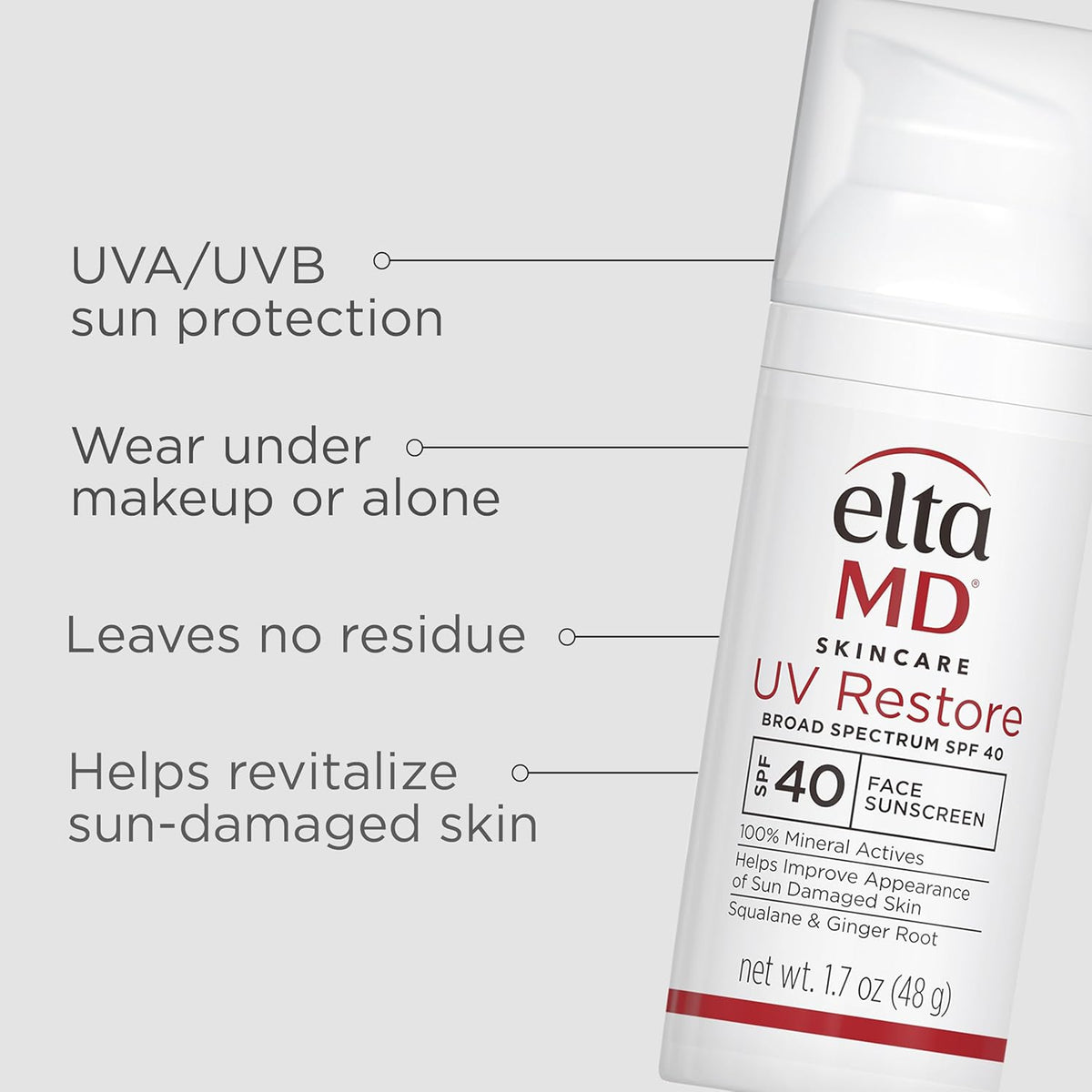 EltaMD UV Restore,Face Sunscreen, SPF 40, Anti-Aging Zinc Oxide Sunscreen Formula