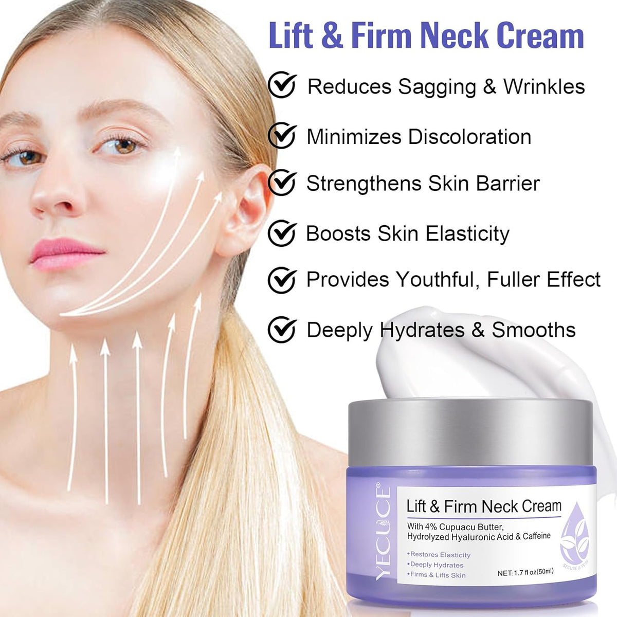 Neck Firming and Tightening Cream - Instant Face Lift Cream for Tightening and Hydrating -Neck Firming Cream for Women - Skin Firming and Neck Wrinkles Treatment