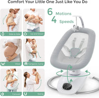 Momcozy CocoSway Baby Swing for Infants to Toddlers, Electric 3D-Motion Swing with 6 Motions & 4 Speeds, Remote Control, 8 Soothing Lullabies, Suitable for Baby Boys and Girls Up to 20 lbs