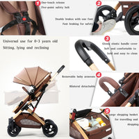 2 in 1 Baby Stroller & Bassinet Pram – Large Storage Basket