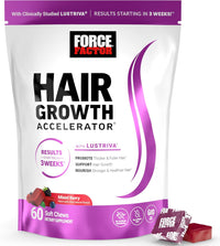 Force Factor Hair Growth Accelerator Soft Chews, Hair Growth Vitamins for Women and Men, 60 Soft Chews