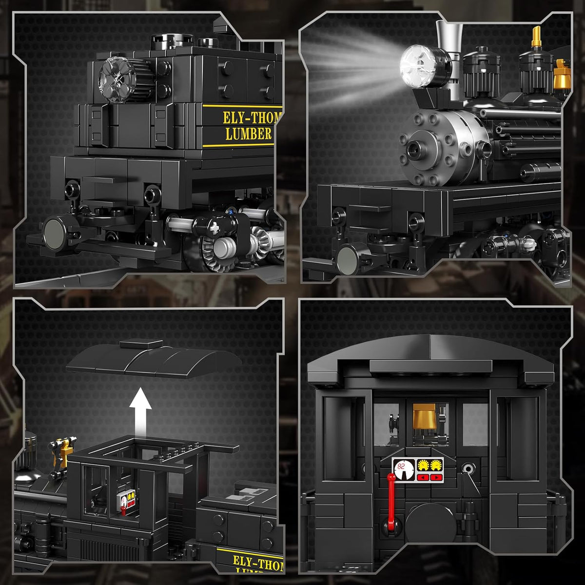 Mould King Shay Steam Locomotive Train Building Kit with Light, RC Train Model Set with Tracks, Display Model Toy for Adults (880 PCS)