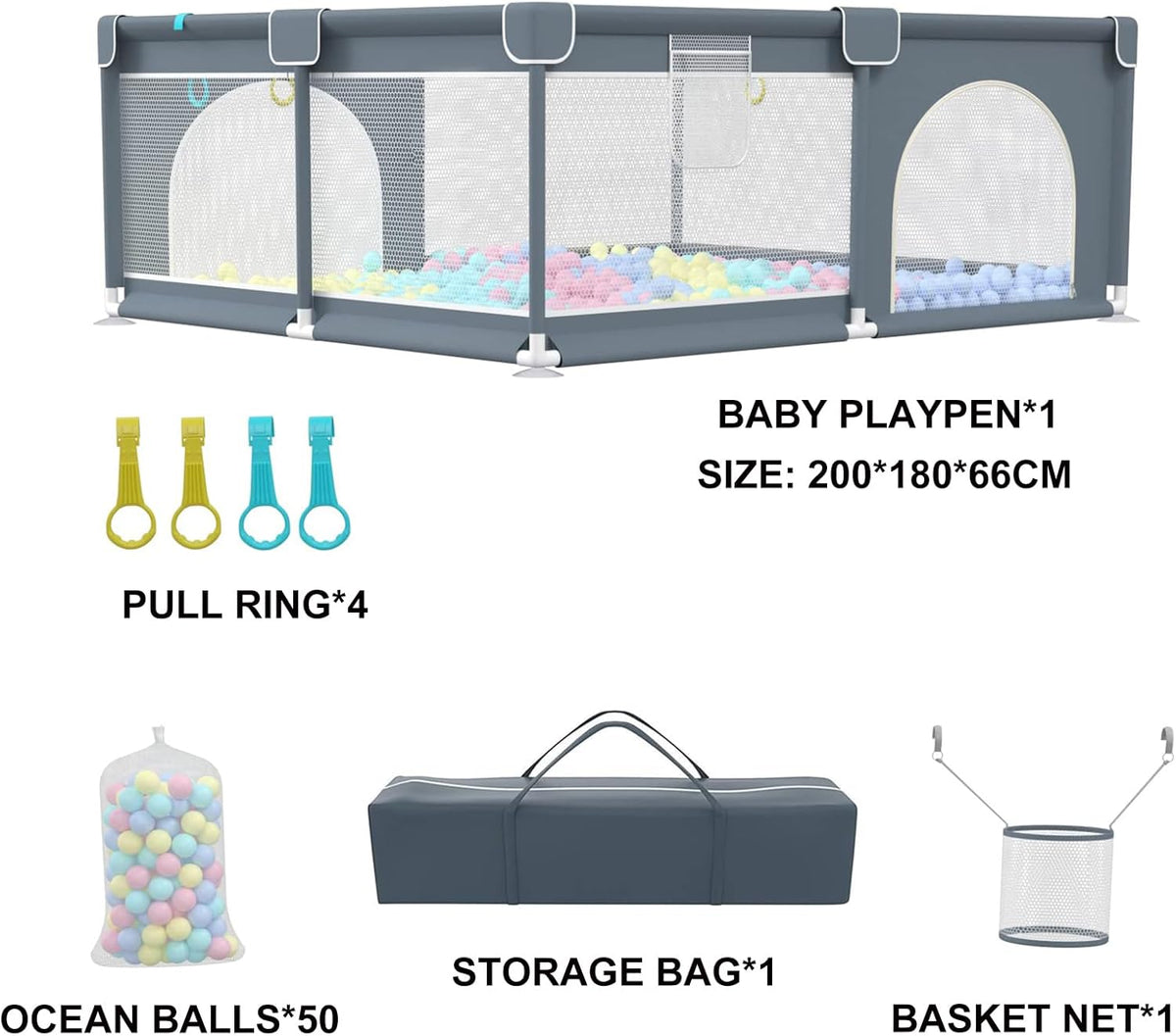 Extra Large Baby Playpen, GuanfeiTech 200 * 180cm Playyard Play Pens